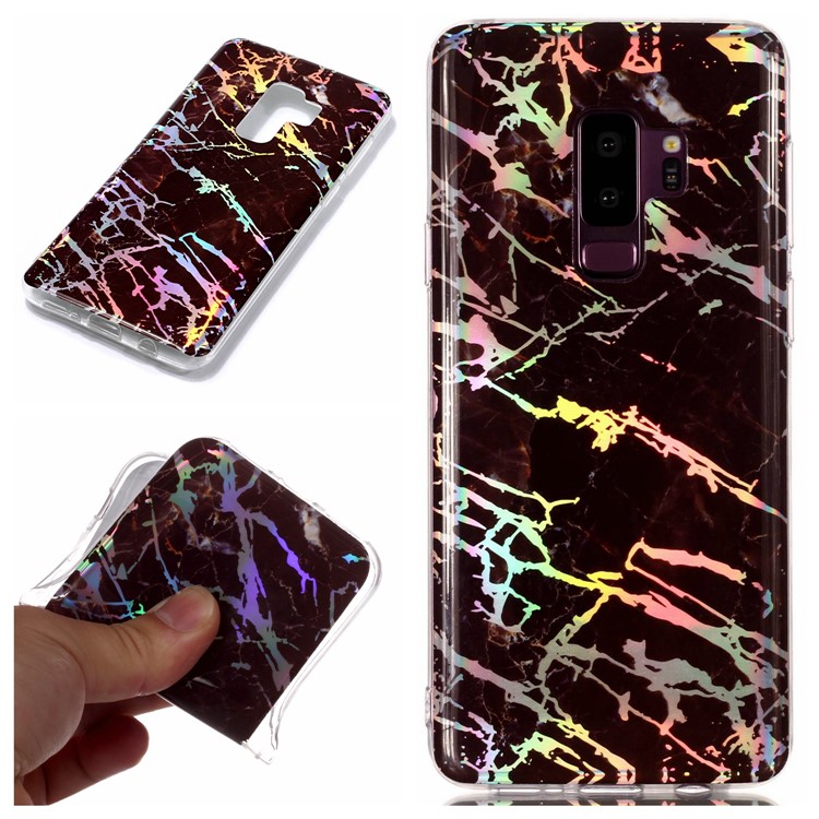 

IMD Мраморный Узор Покрыл Заднюю Крышку TPU Для Галактики Samsung S9 Plus SM-G965 - Черный, Galaxy S9+