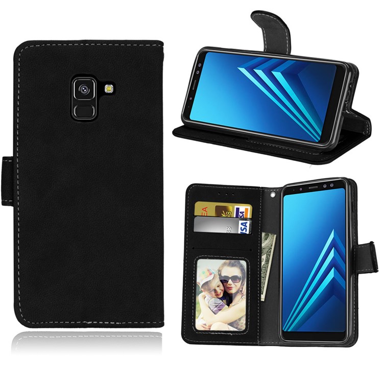 

Matte Surface PU Leather Protection Mobile Phone Cover for Samsung Galaxy A8 (2018) - Black