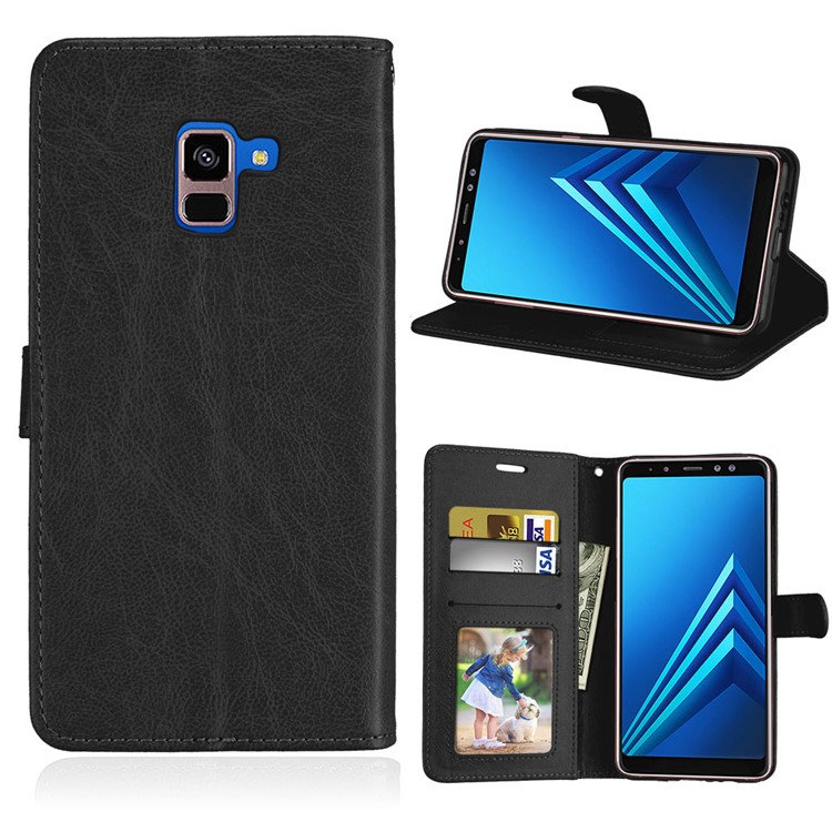 

Solid Color Wallet Stand Leather Case for Samsung Galaxy A8+ (2018) - Black