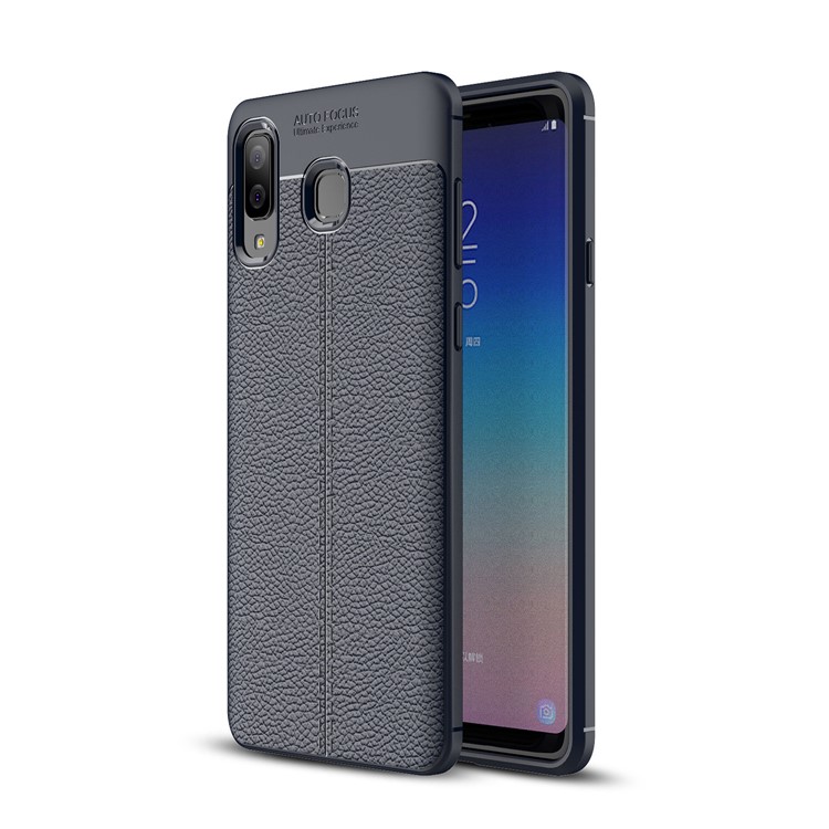 

Litchi Skin Soft TPU Protective Case for Samsung Galaxy A8 Star / A9 Star (China) - Dark Blue