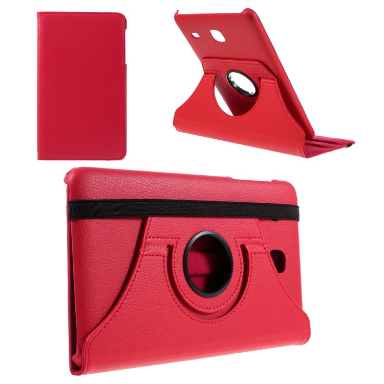 

Rotary Stand Leather Flip Shell for Samsung Galaxy Tab E 8.0 T377 - Red