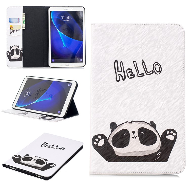 

For Samsung Tab A 10.1 (2016) T580 T585 Patterned Wallet Stand Leather Flip Tablet Cover Shell - Cute Panda