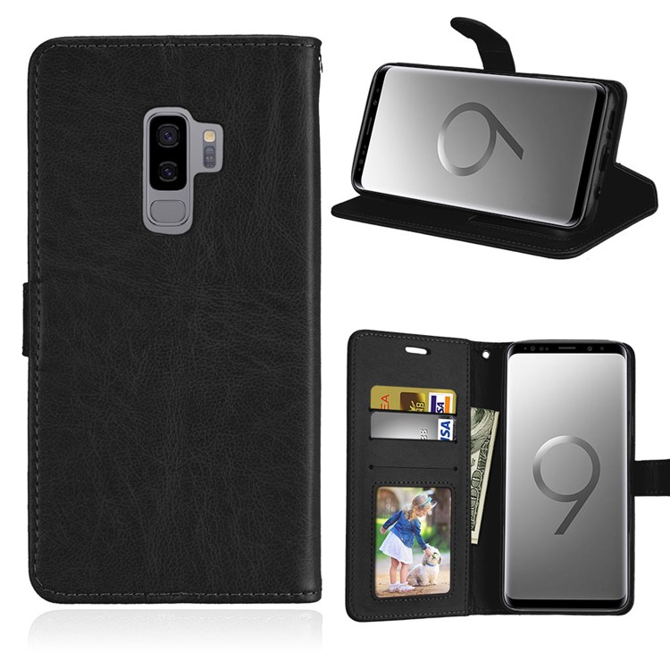 

Solid Color Wallet Stand Leather Case for Samsung Galaxy S9+ G965 - Black
