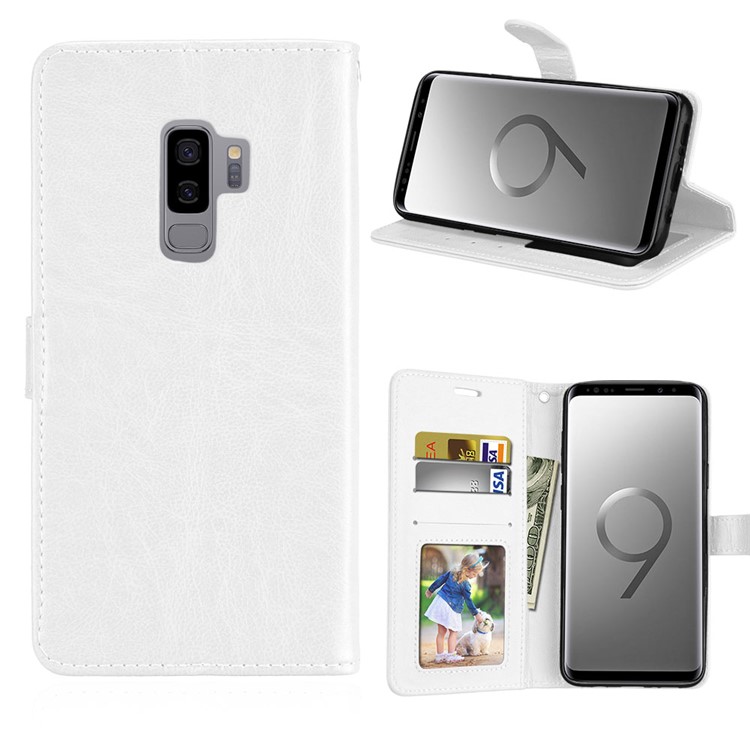 

Сплошной Цвет Кошелек Подставка Кожаный Чехол Для Samsung Galaxy S9 + G965 - Белый