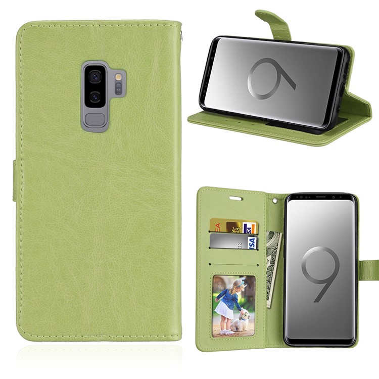 

Solid Color Wallet Stand Leather Cellphone Case for Samsung Galaxy S9+ G965 - Green