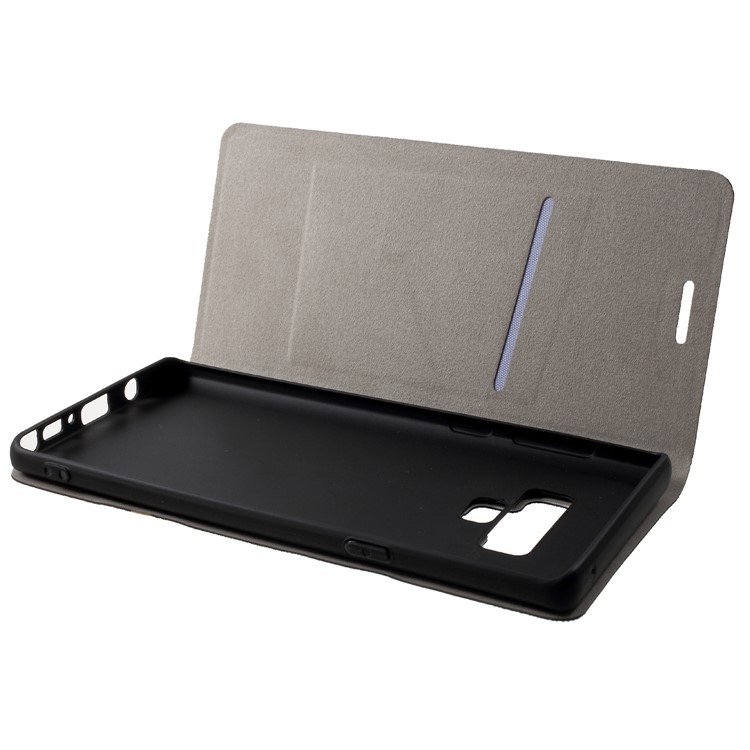 Cross Pattern Leather Card Slot Phone Shell (Built-in Steel Sheet) for Samsung Galaxy Note9 - Black-5
