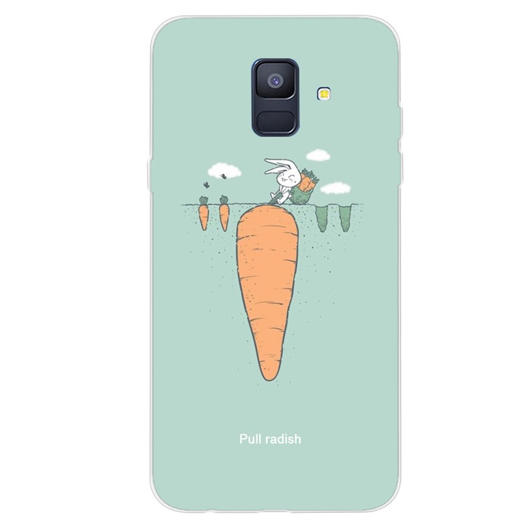 Impressão de Padrões TPU Back Phone Case Para Samsung Galaxy A6 (2018) - Puxe Rabanete