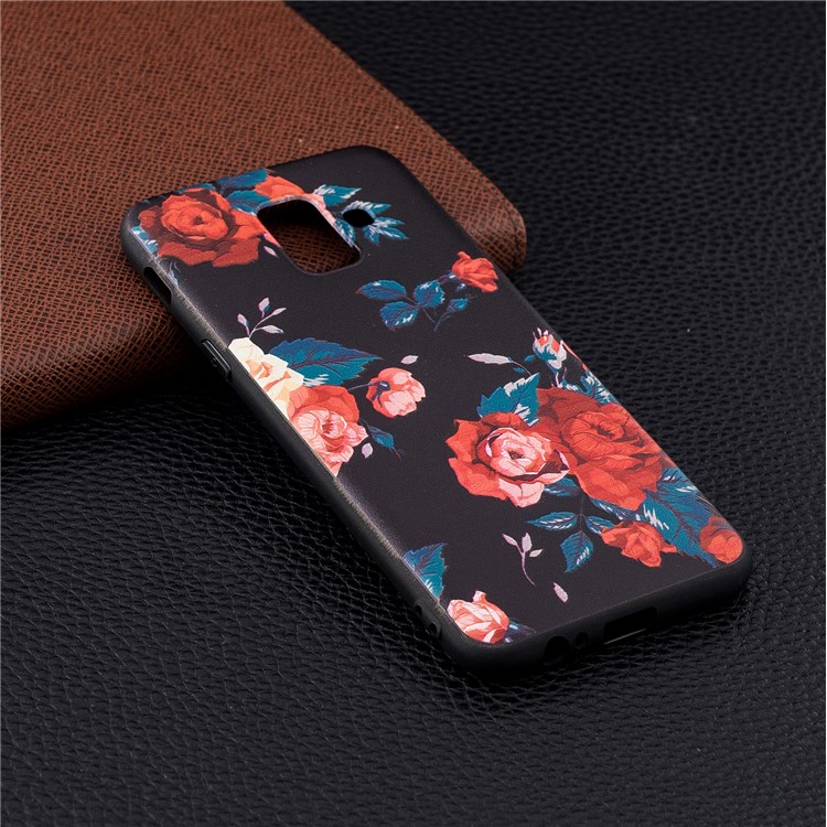 Embossed Pattern Soft TPU Cover Casing for Samsung Galaxy A6 (2018) - Roses-2