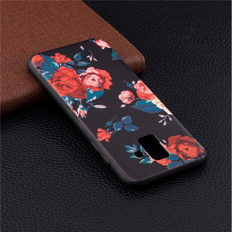 Embossed Pattern Soft TPU Cover Casing for Samsung Galaxy A6 (2018) - Roses-3