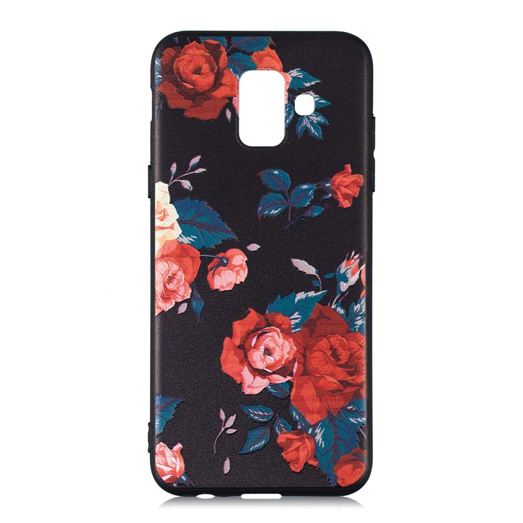 Embossed Pattern Soft TPU Cover Casing for Samsung Galaxy A6 (2018) - Roses-4