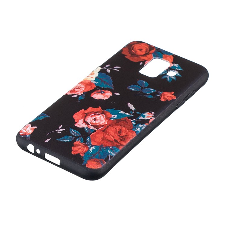 Embossed Pattern Soft TPU Cover Casing for Samsung Galaxy A6 (2018) - Roses-5