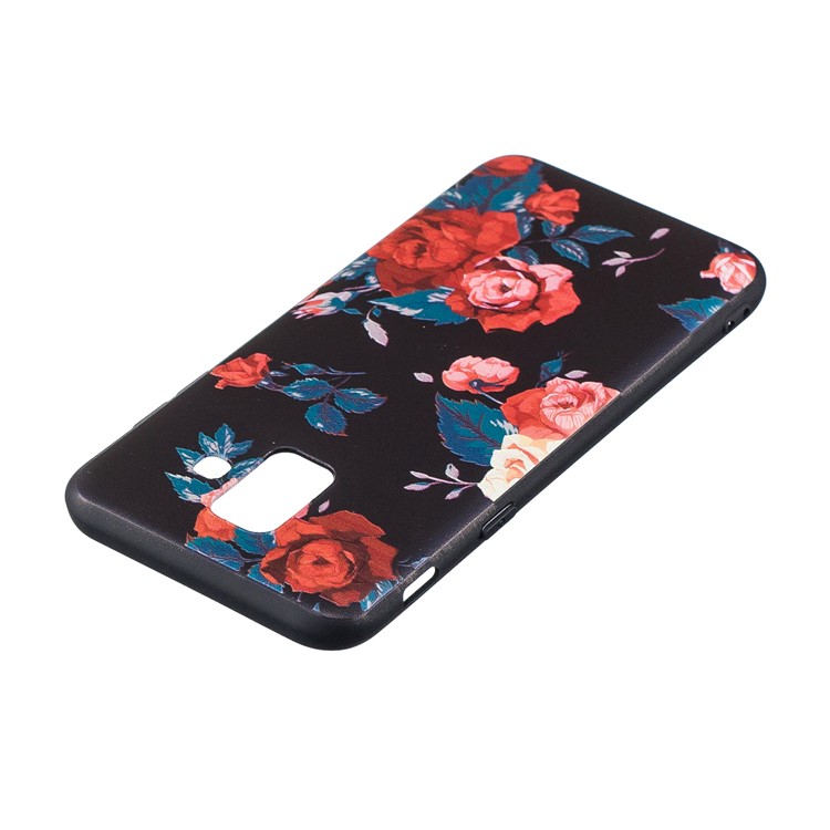 Embossed Pattern Soft TPU Cover Casing for Samsung Galaxy A6 (2018) - Roses-6