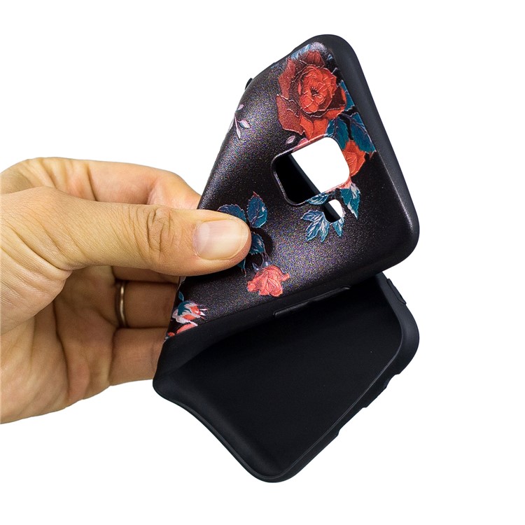 Embossed Pattern Soft TPU Cover Casing for Samsung Galaxy A6 (2018) - Roses-7