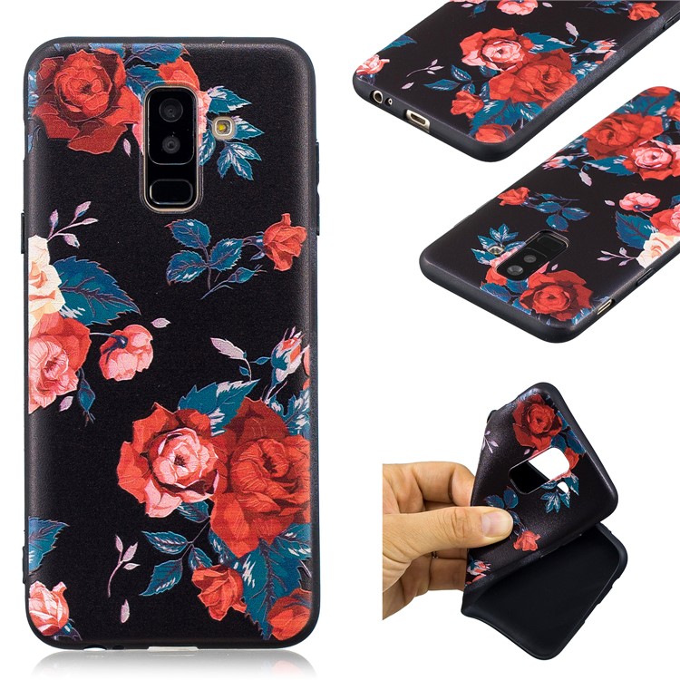 

Тисненый Шаблон Мягкий Чехол Для Крышки TPU Для Галактики Samsung A6 + (2018) / A9 Star Lite - Розы