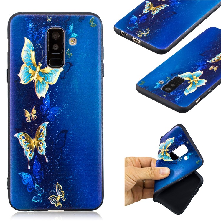

Тиснение Шаблон Мягкой Оболочки Защиты Геля TPU Для Галактики Samsung A6 + (2018) / A9 Star Lite - Голубая Бабочка