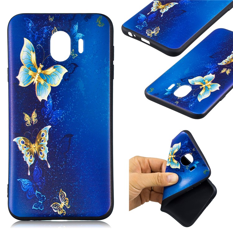 

Embossment Patterned TPU Mobile Case for Samsung Galaxy J4 (2018) - Blue and Gold Butterfly