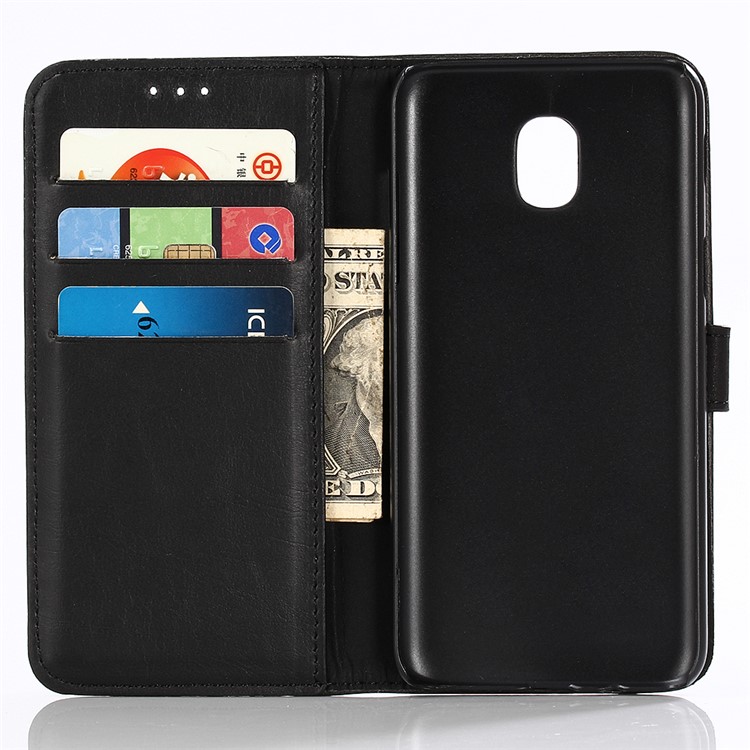 For Samsung Galaxy J7 (2018) J737 Crazy Horse Leather Wallet Stand Flip Case - Black-4