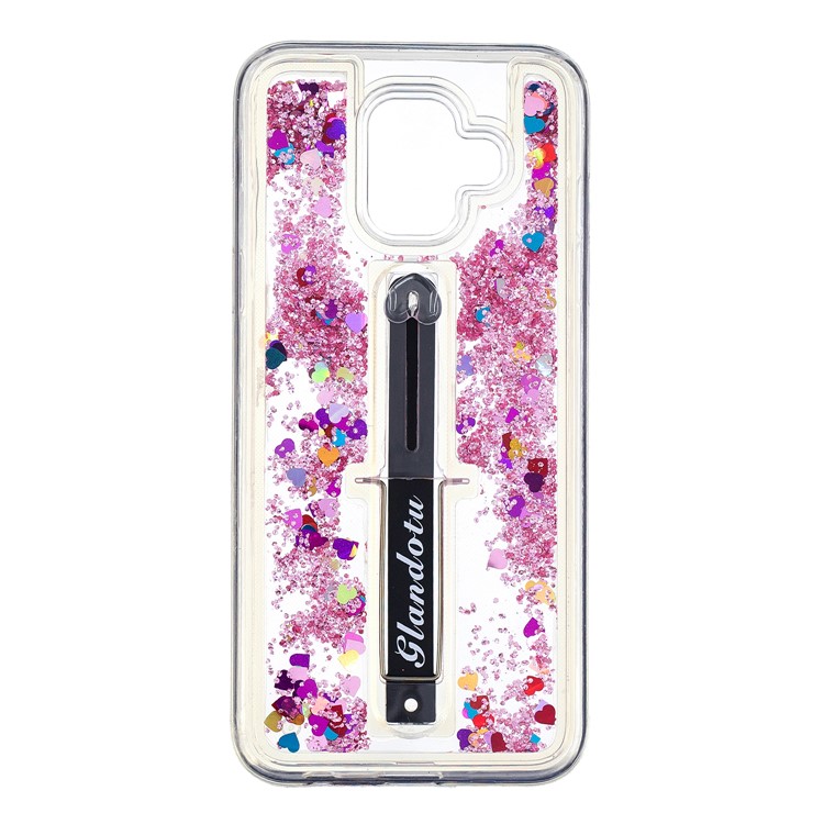 Quicksand TPU + PC Hybrid Finger Grip Kickstand Case for Samsung Galaxy A6 (2018) - Rose-1