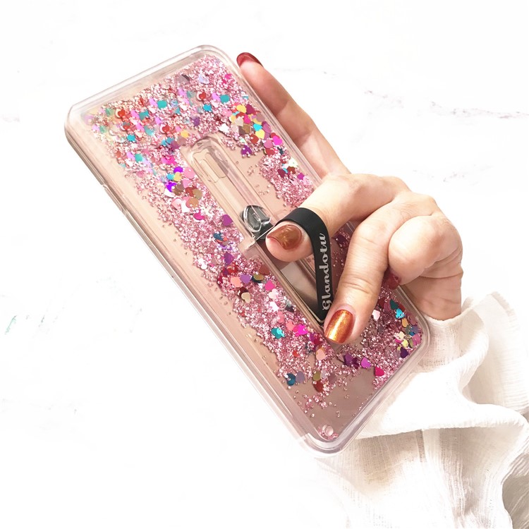 Quicksand TPU + PC Hybrid Finger Grip Kickstand Case for Samsung Galaxy A6 (2018) - Rose-5