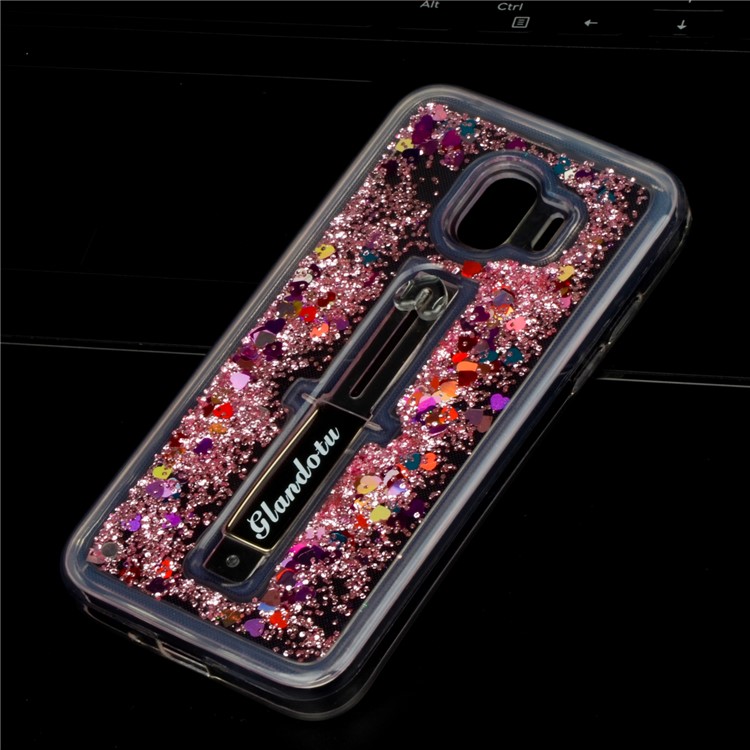 Quicksand TPU + PC Hybrid Finger Grip Kickstand Case for Samsung Galaxy J4 (2018) - Rose-3