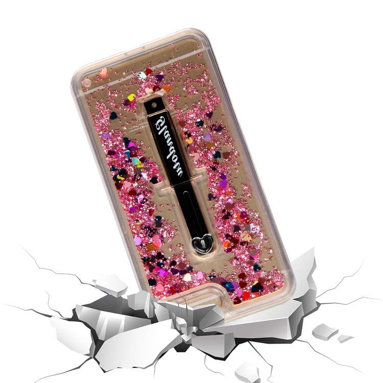 Quicksand TPU + PC Hybrid Finger Grip Kickstand Case for Samsung Galaxy J4 (2018) - Rose-4