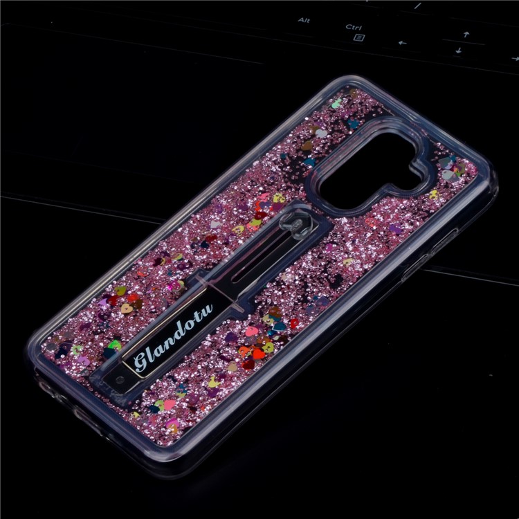 Quicksand TPU + PC Hybrid Finger Grip Kickstand Phone Case for Samsung Galaxy J6 (2018) - Rose-3