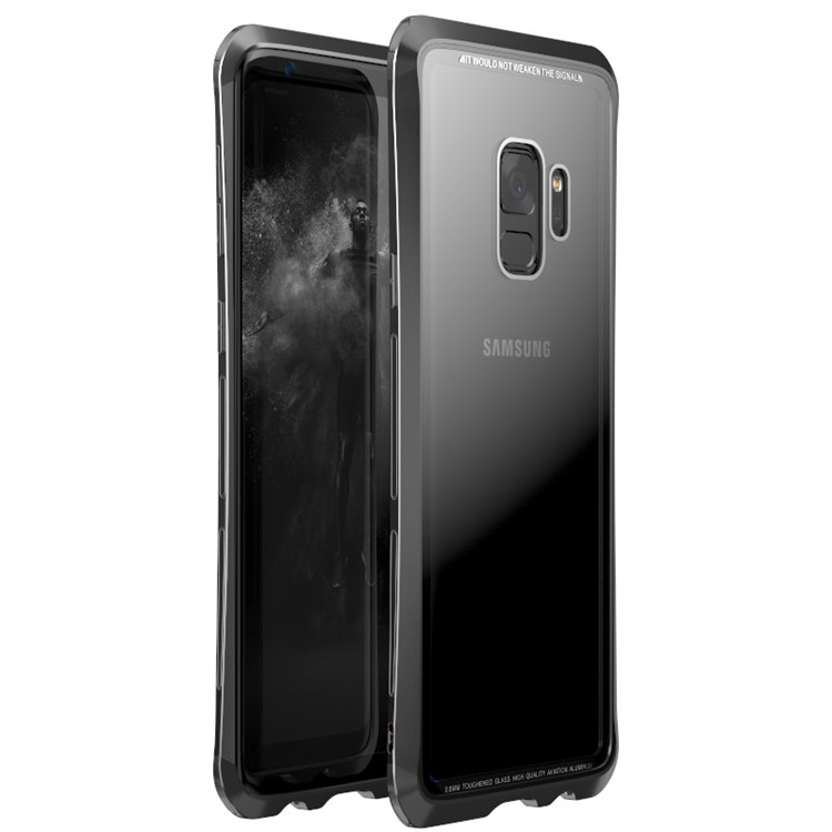 

LUPHIE Закаленное Закаленное Стекло + PC + Металлическая Гибридная Задняя Крышка Для Галактики Samsung S9 G960 - Черный, Galaxy S9