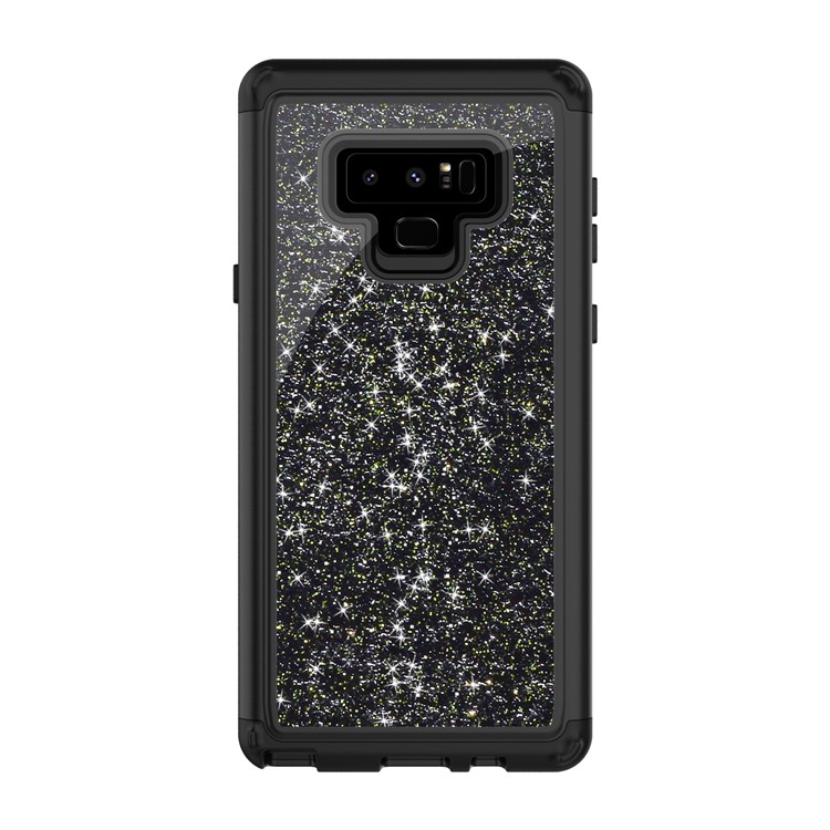 Glitter Powder Shockproof TPU PC Hybrid Mobile Phone Back Case for Samsung Galaxy Note9 - Black-2