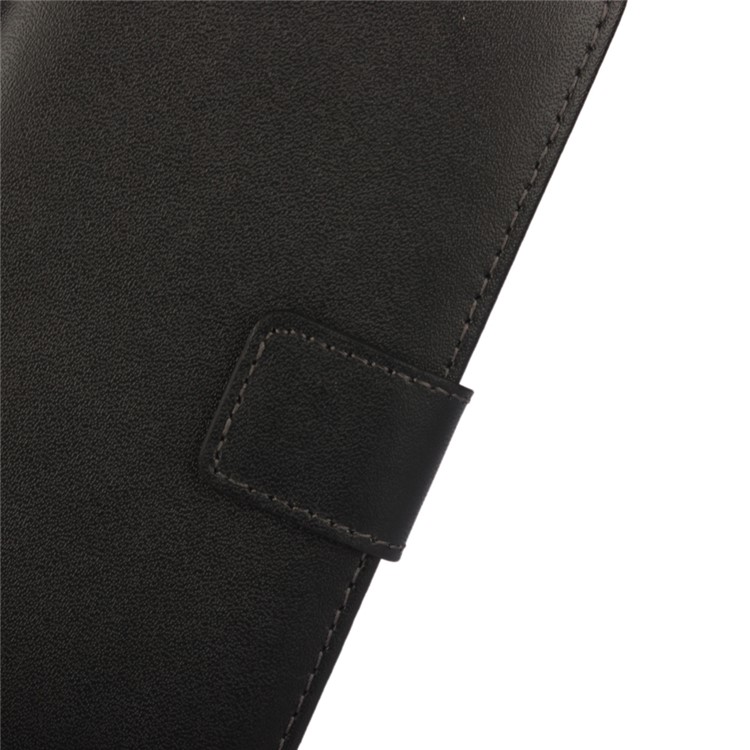 Genuine Split Leather Wallet Case para Samsung Galaxy A3 SM-A310F (2016)-Preto-4