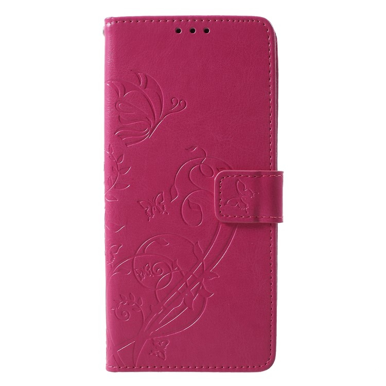 

Imprinted Floral Butterfly Leather Casing with Lanyard for Samsung Galaxy Note 9 - Rose
