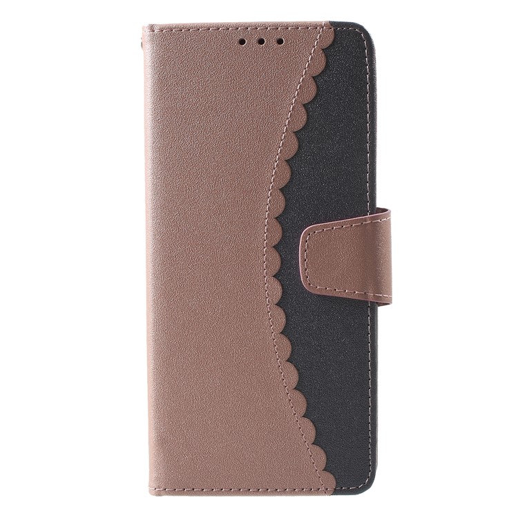 

Bi-color Splicing Leather Wallet Stand Cell Phone Cover for Samsung Galaxy Note 9 - Rose Gold / Grey