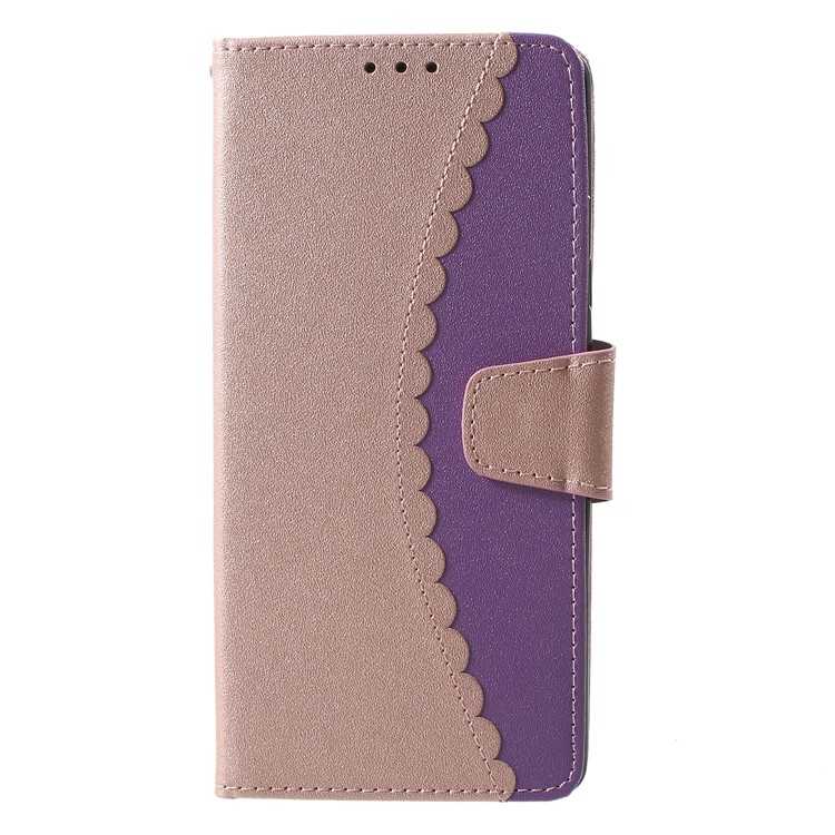 

Bi-color Splicing Leather Wallet Stand Cover Case for Samsung Galaxy Note 9 - Rose Gold / Purple