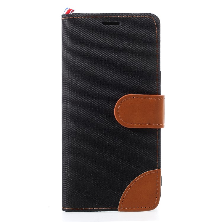 

Jeans Cloth Card Holder Stand Leather Case Accessory for Samsung Galaxy A6 (2018) - Black, Galaxy A6 (2018)