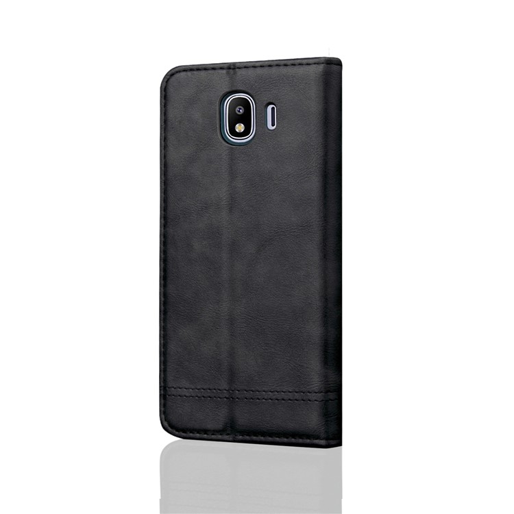 Auto-absorbed Crazy Horse Retro Leather Wallet Stand Case for Samsung Galaxy J4 (2018) - Black-3