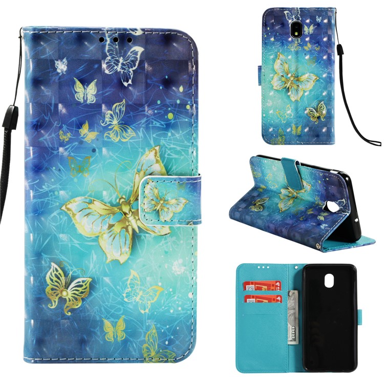 

Pattern Printing Wallet Leather Folio Flip Phone Case for Samsung Galaxy J7 (2018) US Version - Butterfly