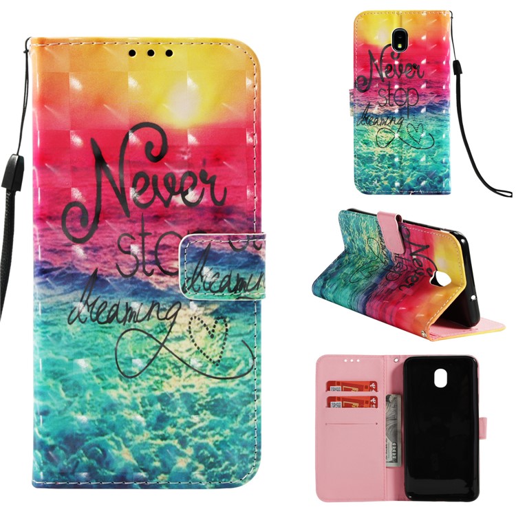 

Pattern Printing Wallet Leather Protection Cell Phone Case for Samsung Galaxy J7 (2018) US Version - Never Stop Dreaming