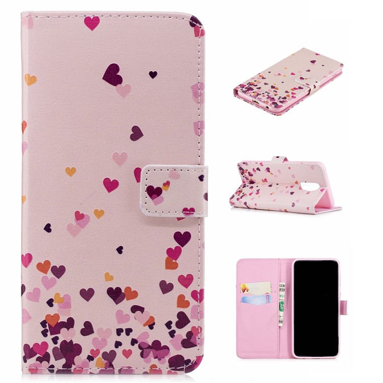 

Embossed Pattern Leather Wallet Stand Mobile Phone Cover for Samsung Galaxy A6+ (2018) / A9 Star Lite - Flying Hearts, Galaxy A6+ (2018)