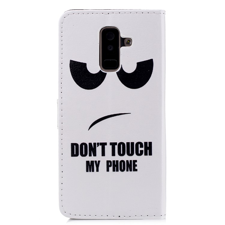 Embossed Pattern Leather Wallet Stand Mobile Phone Shell Accessory for Samsung Galaxy A6+ (2018) / A9 Star Lite - Do Not Touch My Phone-3