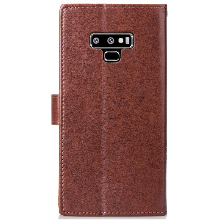 Imprint Clover Pattern Leather Wallet Stand Cell Phone Case Accessory for Samsung Galaxy Note9 - Brown-3