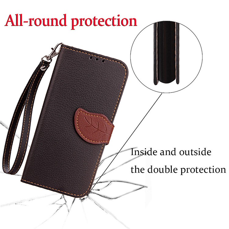 Leaf Shape Magnetic Flap Leather Wallet Casing for Samsung Galaxy Note9 - Black-10