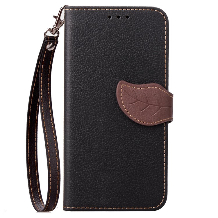 Leaf Shape Magnetic Flap Leather Wallet Casing for Samsung Galaxy Note9 - Black-2