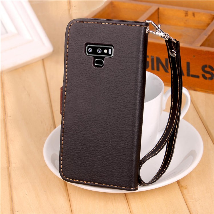 Leaf Shape Magnetic Flap Leather Wallet Casing for Samsung Galaxy Note9 - Black-8