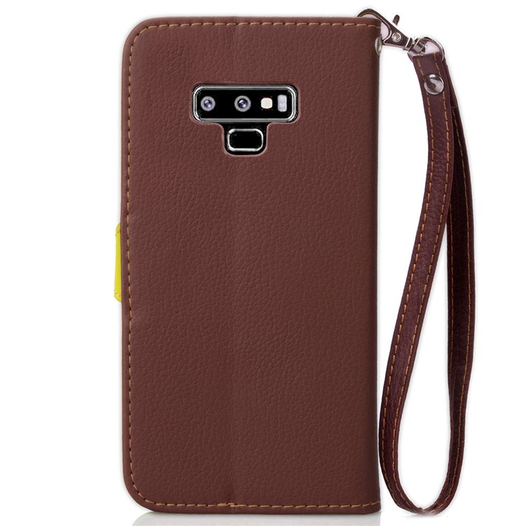 Caixa Magnética Do Telefone Da Carteira Do Couro Da Aleta Da Forma De Folha Para A Galáxia Note9 De Samsung - Castanho-3