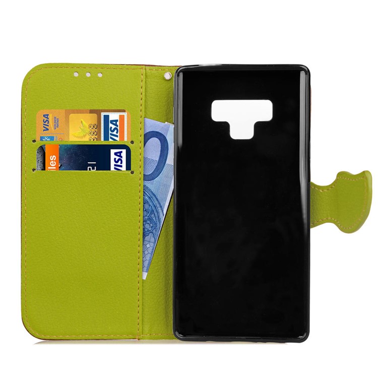 Caixa Magnética Do Telefone Da Carteira Do Couro Da Aleta Da Forma De Folha Para A Galáxia Note9 De Samsung - Castanho-4