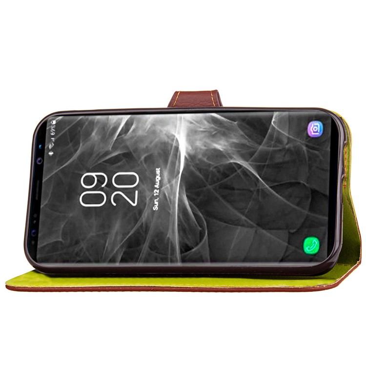 Caixa Magnética Do Telefone Da Carteira Do Couro Da Aleta Da Forma De Folha Para A Galáxia Note9 De Samsung - Castanho-5