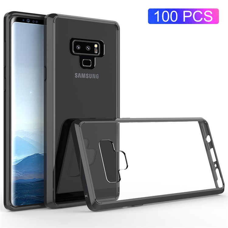 

100PCS/Lot Drop-resistant Clear Acrylic + TPU Hybrid Case for Samsung Galaxy Note 9 - Black