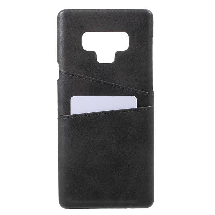 

Dual Card Slots PU Leather Coated PC Mobile Cover for Samsung Galaxy Note 9 - Black