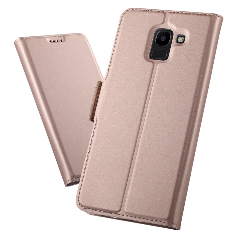 

Auto-absorbed Magnetic Stand Leather Card Slot Mobile Case for Samsung Galaxy J6 (2018) - Rose Gold, Galaxy J6 (2018)