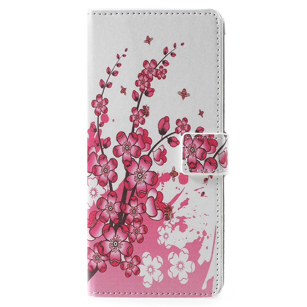 Patrón De La Impresión De La Cartera Soporte De Cuero Protección Del Teléfono Móvil Shell Para Samsung Galaxy Nota 9 - Flor Del Ciruelo-1