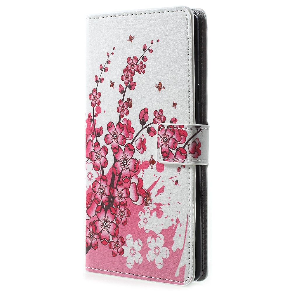 Patrón De La Impresión De La Cartera Soporte De Cuero Protección Del Teléfono Móvil Shell Para Samsung Galaxy Nota 9 - Flor Del Ciruelo-2